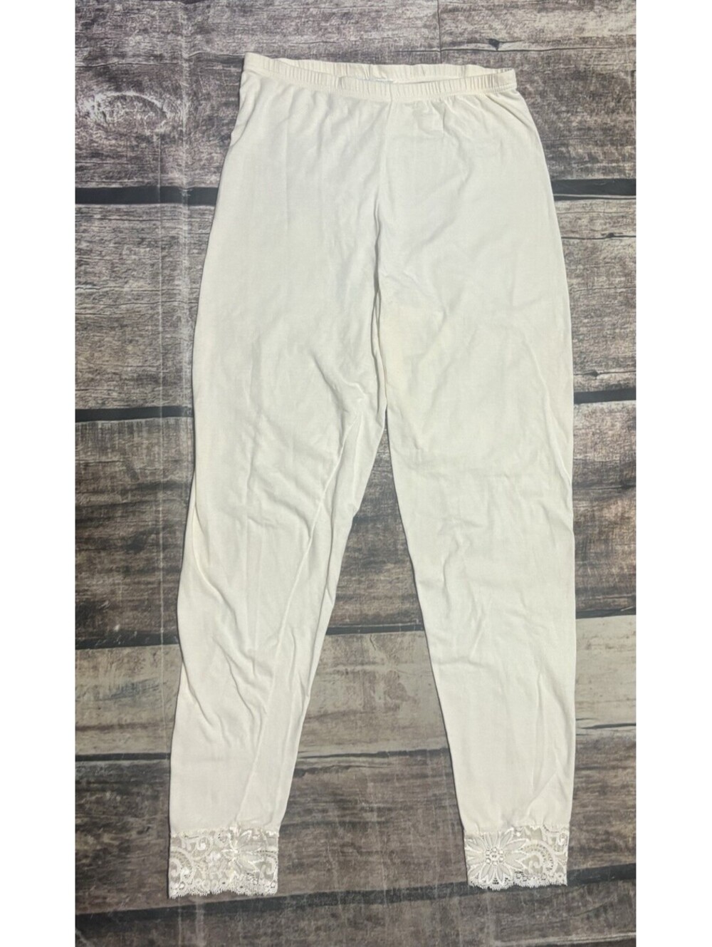 VTG Bloomingdales Lingerie Pants Womens XS Lace Cuffs Ivory 90s